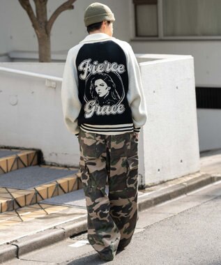 WEGO 【ユニセックス着用ITEM】グラフィックZIPニットブルゾン ブラックその他