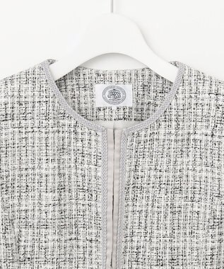 J.PRESS LADIES 【セットアップ対応】ファンシーツイード ノーカラー ジャケット ホワイト系