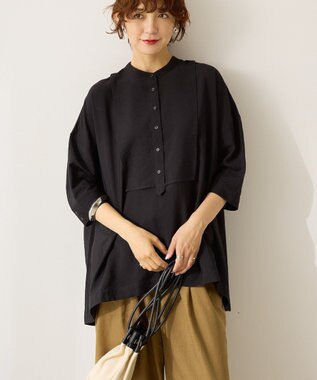 AMERICAN HOLIC 【WEB限定】接触冷感バンドカラーシャツチュニック Black