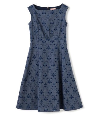 TOCCA 【洗える】PEACOCK TAIL LACE ドレス ネイビー系7