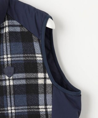 23区GOLF 【MEN】両面使える！チェック×無地 ダウンベスト ネイビー系