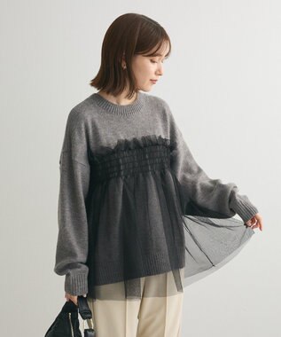 Green Parks ・ＡＮＤＳＥＡＲＣＨ　チュールレイヤードニット Charcoal Gray