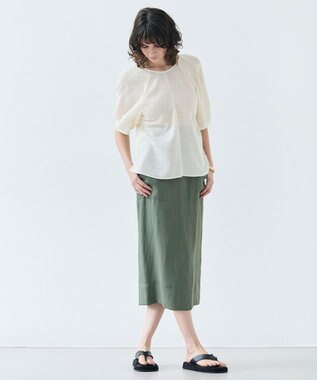 BEIGE， LIATRIS / バックリボン ハーフスリーブブラウス Ecru