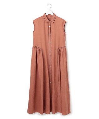 23区 【GOLD LABEL】ノーザンリネン ハシゴレース シャツワンピース オールドローズ系