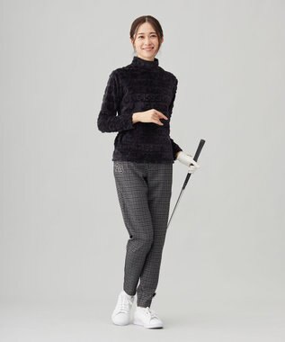 23区GOLF 【WOMEN】フェイクファーロゴモックネック ブラック系