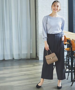 ANY SIS 【洗える】フラワーモイスチャー ニット ブルースター