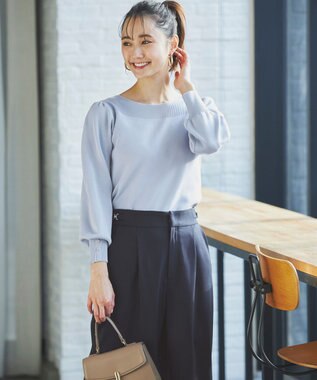 ANY SIS 【洗える】フラワーモイスチャー ニット ブルースター