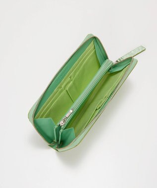 TOPKAPI 【TREASURE TOPKAPI】ウォッシュド レザー メタリック ラウンドファスナー 長財布 グリーン