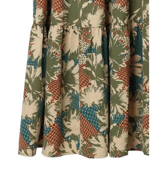 Green Parks ■ＥＳＣＡＲ　フラワーＭＩＸｐｔティアードワンピース Khaki