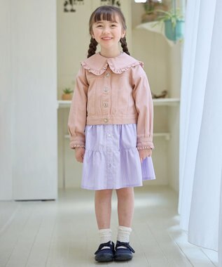 ANY KIDS ストライプ シャツ ワンピース マルチストライプ