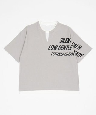 WEGO 【ユニセックス着用ITEM/MLサイズ展開】キーネックフェイクレイヤードグラフィックT（SS） グレー