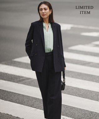 ICB L 【新色追加・WEB限定】BackSatinAmunzen キーネックブラウス スモークグリーン