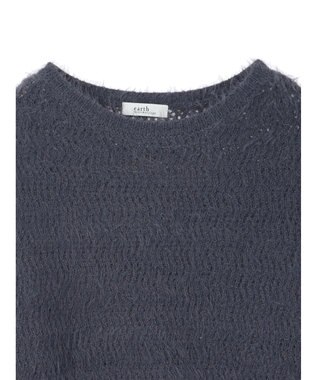 earth music&ecology ゆるモヘアライクレースニット Charcoal Gray