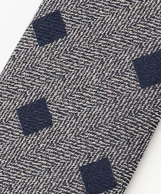 JOSEPH ABBOUD 【日本縫製】シャンブレーヘリンボーンスクエアジャガード ネクタイ グレー系7