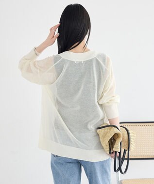 earth music&ecology シアーＶネックカーディガン Off White