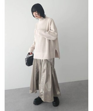 Green Parks ｍｏｋｏモール畦ニット前後差プルオーバー Off White