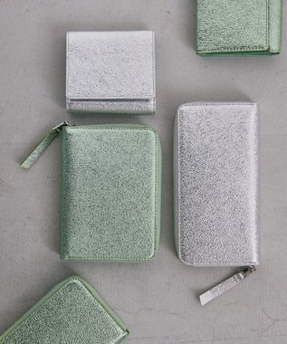 TOPKAPI 【TREASURE TOPKAPI】ウォッシュド レザー メタリック ラウンドファスナー 長財布 シルバー