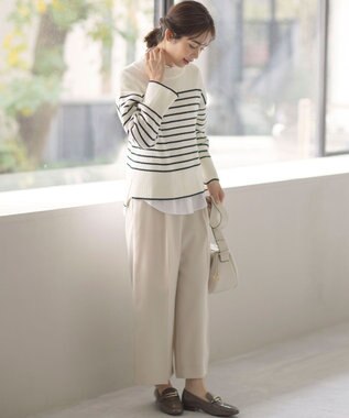 組曲 L 【WEB限定】ハイネック ゆるボーダーニット オフ×ブラック系1