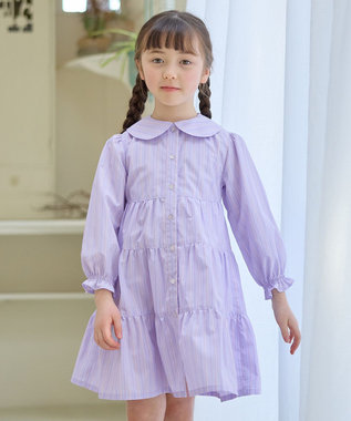 ANY KIDS ストライプ シャツ ワンピース マルチストライプ