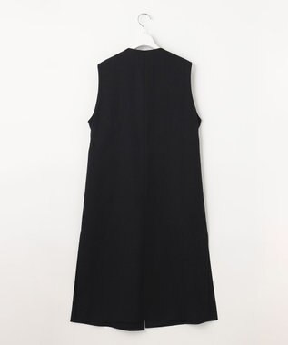 自由区 【接触冷感・速乾・UVカット・撥水・防シワ】リネンライクツイル ロングジレ ネイビー系