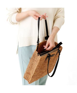 IBIZA ラフィア　セミショルダーバッグ 濃茶