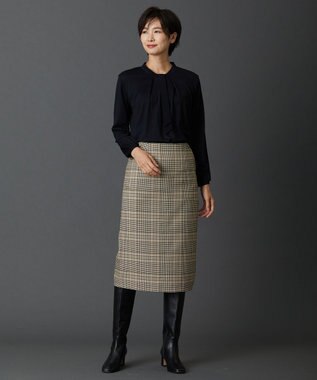 J.PRESS LADIES ウォッシャブルウールジャージー ボウタイ カットソー ネイビー系