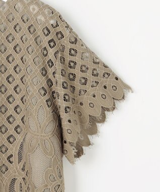 自由区 L パネルレース ブラウス カーキ