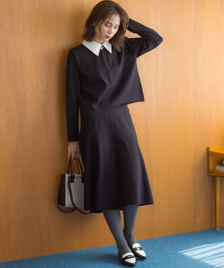 組曲 【WEB限定】ELENA襟付き セットアップワンピ ブラック系