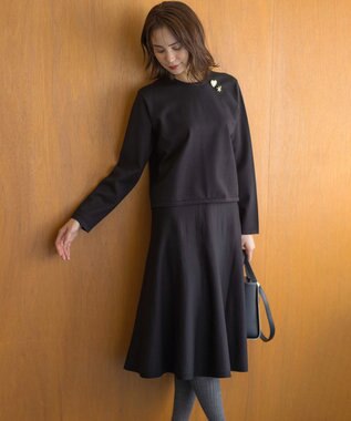 組曲 【WEB限定】ELENA襟付き セットアップワンピ ブラック系