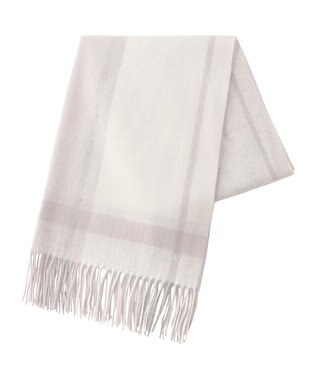 MOONBAT FURLA ウール超大判ブロックチェックラメストール/幅70cm シルバー