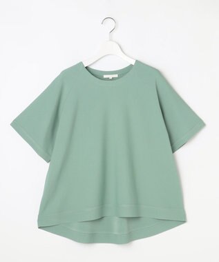 自由区 【接触冷感・UVカット・洗える】クレープストレッチAライン ニット フロスティグリーン