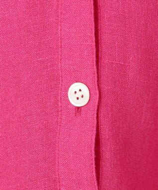 23区 S 【洗える】LIBECO タックスリーブ シャツ マゼンタ