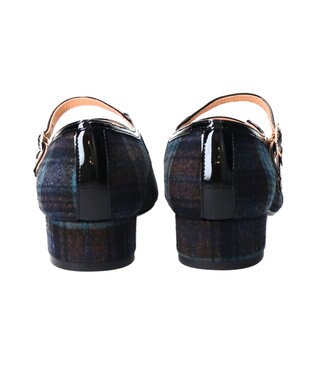 INTER-CHAUSSURES 【FABIO RUSCONI】ダブルストラップビジューバックルパンプス ブルーコンビ