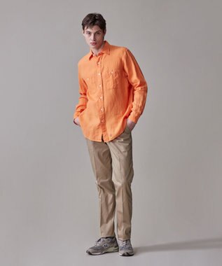 J.PRESS MEN 【洗える】リネントロピカル シャツ / レギュラー オレンジ系