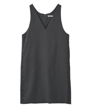 CRAFT STANDARD BOUTIQUE レース付きピンストライプジャンパースカート Stripe Gray