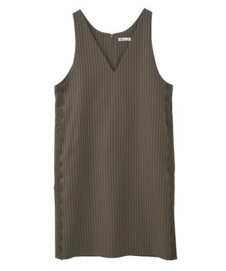 CRAFT STANDARD BOUTIQUE レース付きピンストライプジャンパースカート Stripe Brown