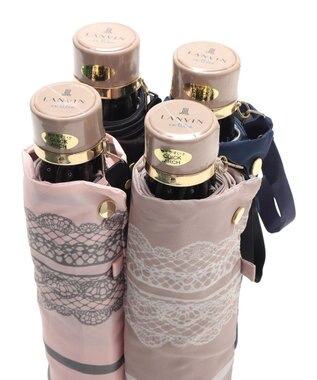 MOONBAT 【雨傘】ランバン　オン　ブルー (LANVIN en Bleu) ボーダー レース 折りたたみ傘 ネイビーブルー