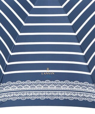 MOONBAT 【雨傘】ランバン　オン　ブルー (LANVIN en Bleu) ボーダー レース 折りたたみ傘 ネイビーブルー