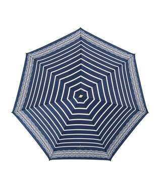 MOONBAT 【雨傘】ランバン　オン　ブルー (LANVIN en Bleu) ボーダー レース 折りたたみ傘 ネイビーブルー