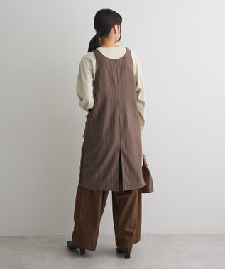 CRAFT STANDARD BOUTIQUE レース付きピンストライプジャンパースカート Stripe Brown