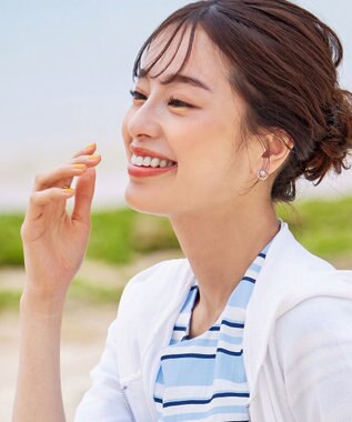 Tiaclasse ストーン＋パール付きピアス シルバー