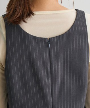 CRAFT STANDARD BOUTIQUE レース付きピンストライプジャンパースカート Stripe Gray