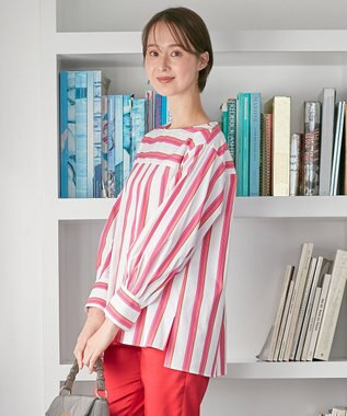 自由区 【XSサイズ～/洗える】SOMELOSシャーティング プルオーバーブラウス ポピー