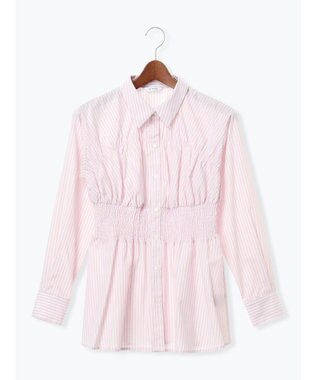 Te chichi ペプラムシャーリングシャツブラウス ピンク