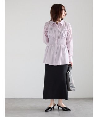 Te chichi ペプラムシャーリングシャツブラウス ピンク