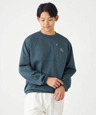 SHARE PARK MENS 【UVカット・吸水速乾・ストレッチ・軽量・アンチピリング 】ダンボールクルーネックスウェット（L・XLサイズ） ネイビー系