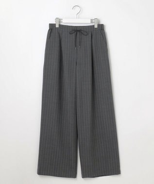 J.PRESS LADIES 【洗える】サイロウォッシャブル2wayストライプ ワイド パンツ チャコールストライプ系1