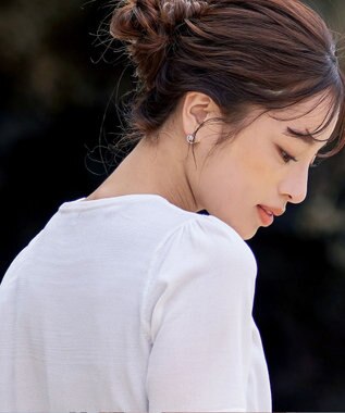 Tiaclasse ストーン＋パール付きピアス シルバー