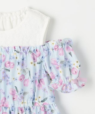 ANY KIDS オン・オフショルダー チューリップ ワンピース サックスブルー系