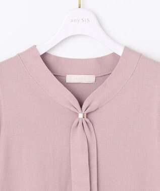 ANY SIS 【洗える】ボウタイ ニット ローズグレー